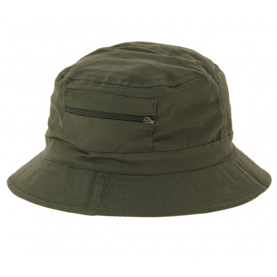 Khaki Travel Bucket Hat with Pocket