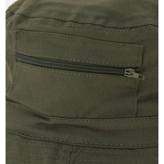 Khaki Travel Bucket Hat with Pocket