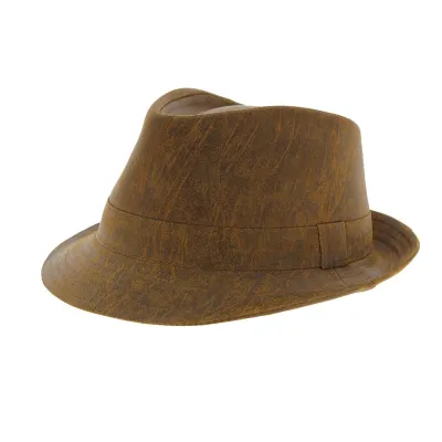 Brown leather trilby hat Reference: 5451 | Traclet Hat Shop