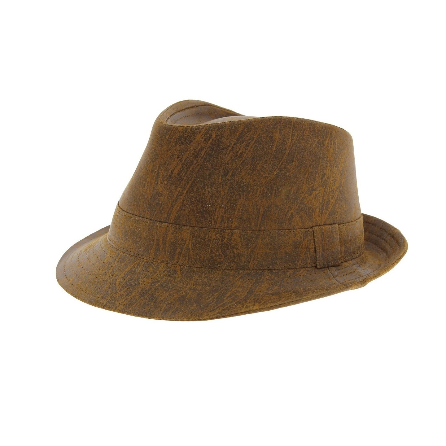 Chapeau trilby cuir camel
