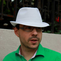 White cotton trilby hat