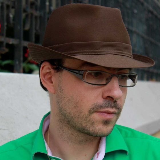 Brown Cotton Trilby Hat