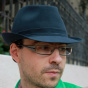 Navy Blue Cotton Trilby Hat