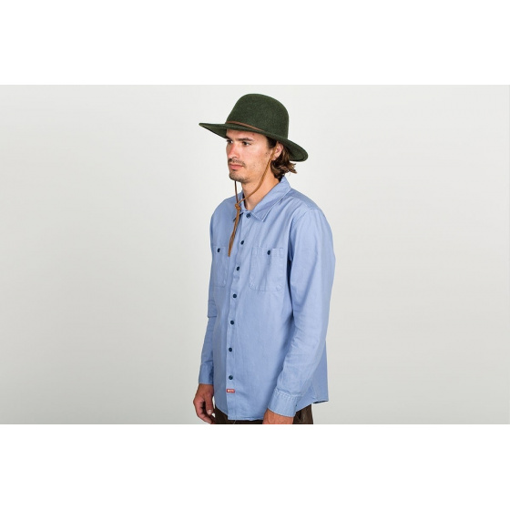 Tiller Pine Green Wool Felt Wide Brim Hat - Brixton