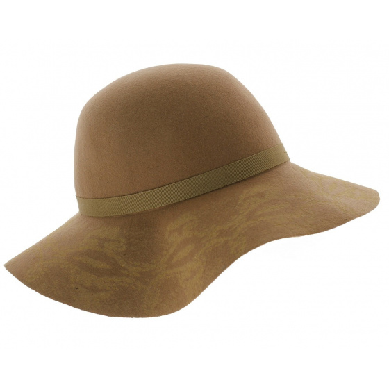 Wool wide-brimmed hat - Terracotta