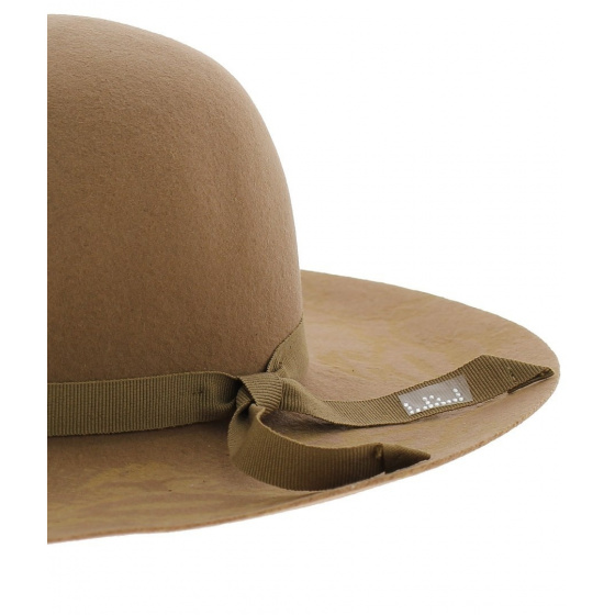 Wool wide-brimmed hat - Terracotta