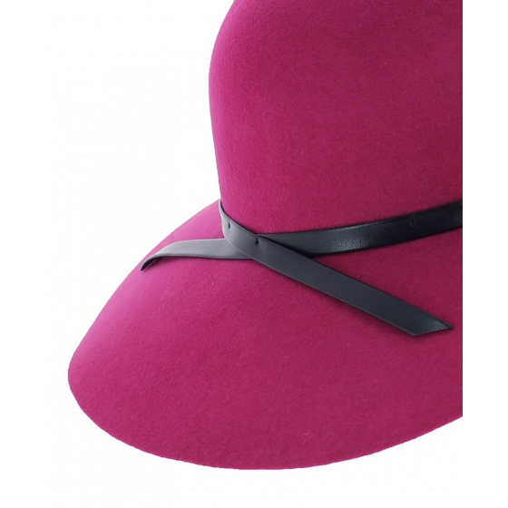 Euterpe Wool Felt Wide-Brimmed Hat Fuchsia - Traclet