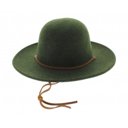 Tiller Pine Green Wool Felt Wide Brim Hat - Brixton