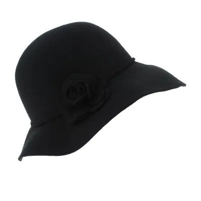 Black Wool Felt Wide Brim Hat - Traclet Reference: 6144 | Traclet Hat Shop