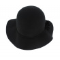 Black Wool Felt Wide Brim Hat - Traclet