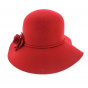 Red Wool Felt Wide-Brimmed Hat - Traclet