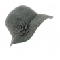 Gray Wool Felt Wide-Brim Hat - Traclet
