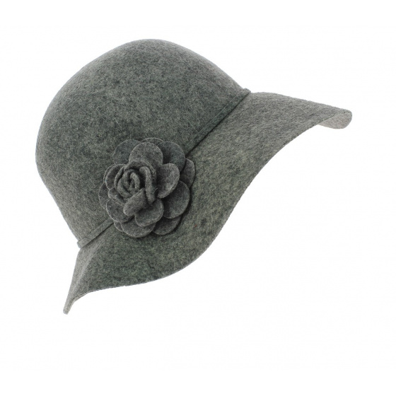 Gray Wool Felt Wide-Brim Hat - Traclet
