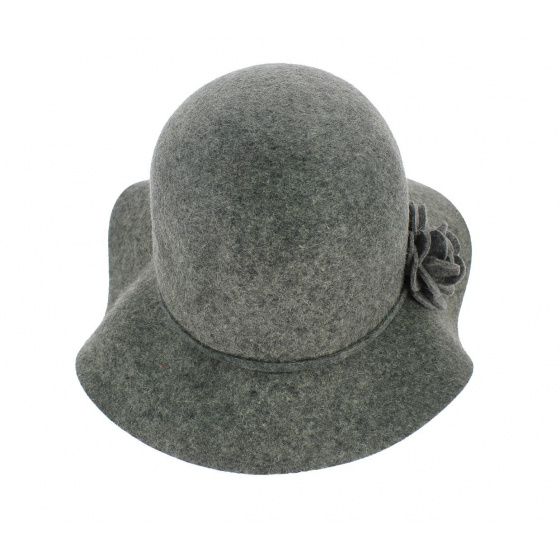 Gray Wool Felt Wide-Brim Hat - Traclet