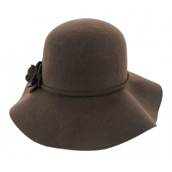 Brown Wool Felt Wide-Brimmed Hat - Traclet