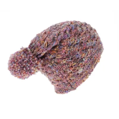 Long pompom beanie courchevel - Old Rose Reference: 6169 | Traclet Hats