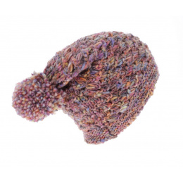 Long pompom beanie courchevel Old Rose