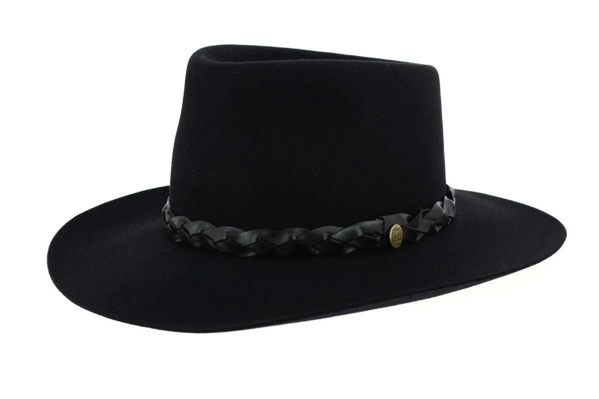 chapeau australien coloris noir de la marque Guerra - qualité feutre poil pour l'hiver