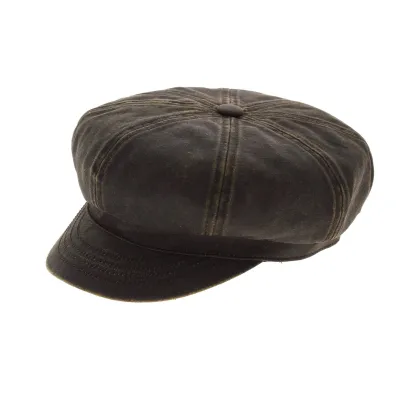 Safford Newsboy Cap Aged Brown Leather Reference: 3375 | Traclet Hat Shop