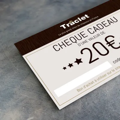chèque cadeau 20€ à offrir toute l'année Reference : 304 | Chapellerie Traclet