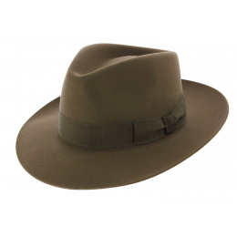 Taupe Rabbit Fur Felt Fedora Hat - Traclet
