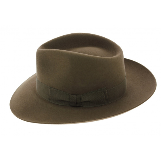 Taupe Rabbit Fur Felt Fedora Hat - Traclet
