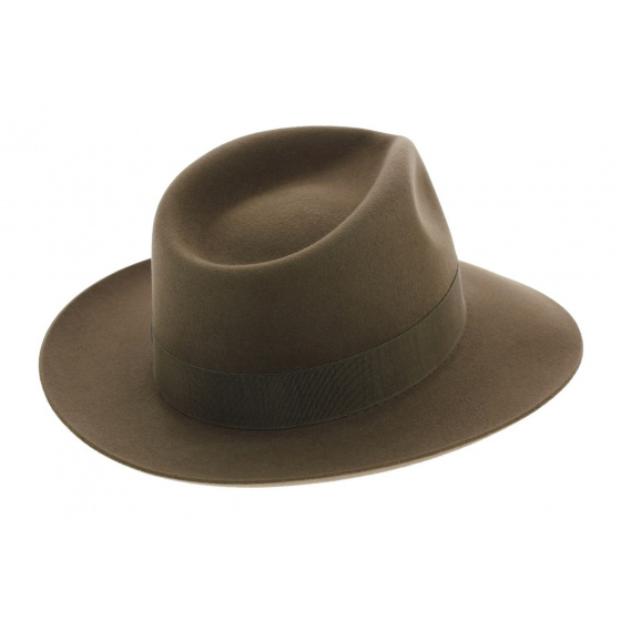 Taupe Rabbit Fur Felt Fedora Hat - Traclet
