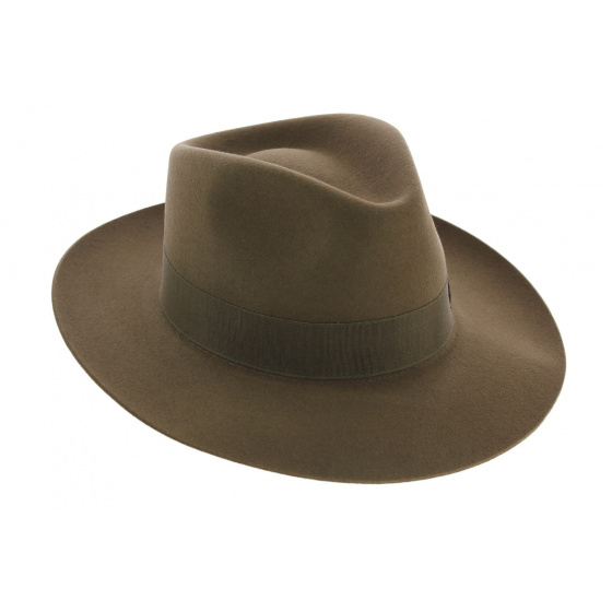 Chapeau Fédora Feutre Poil De Lapin Taupe - Traclet