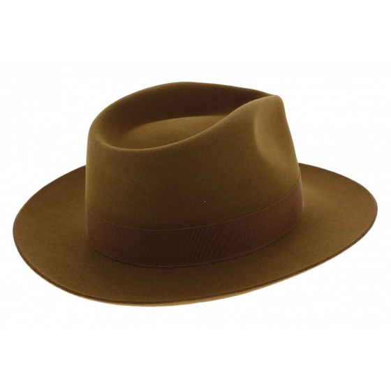 Chapeau Fédora Feutre Poil De Lapin Camel - Traclet