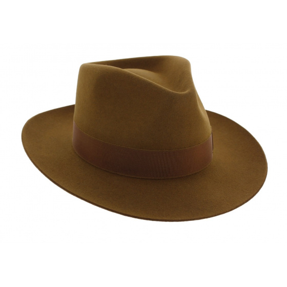Camel Rabbit Fur Felt Fedora Hat - Traclet Camel Rabbit Fur Felt Fedora Hat - Traclet