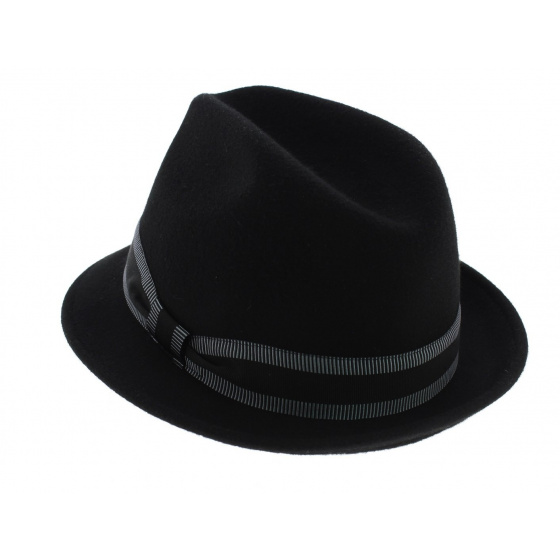 Black Wool Felt Jazzy Trilby Hat - Aussie Apparel