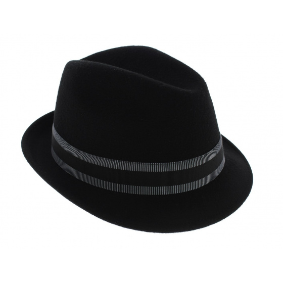 Black Wool Felt Jazzy Trilby Hat - Aussie Apparel