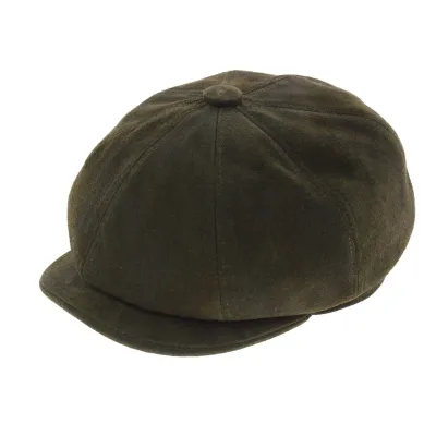 Olive Leather Hatteras Newsboy Cap - Aussie Apparel Reference: 6404 | Traclet Hat Shop
