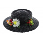 Black Synthetic Straw Mary Poppins Hat - Traclet