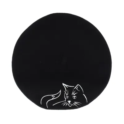 Women's beret - cat embroidery - Traclet, the hat specialist Reference: 6448 | Chapellerie Traclet