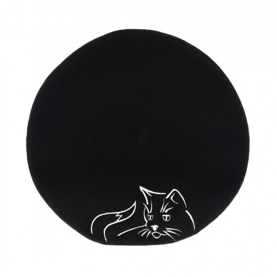 Embroidered Beret - Cat