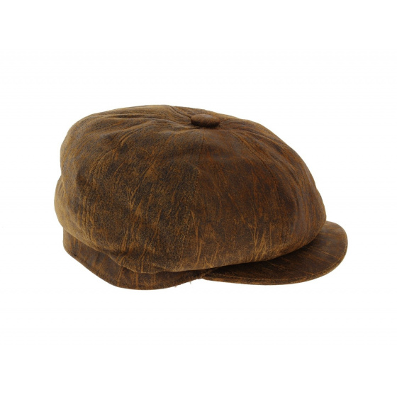 Casquette Newsboy Cuir Marron - Aussie Apparel