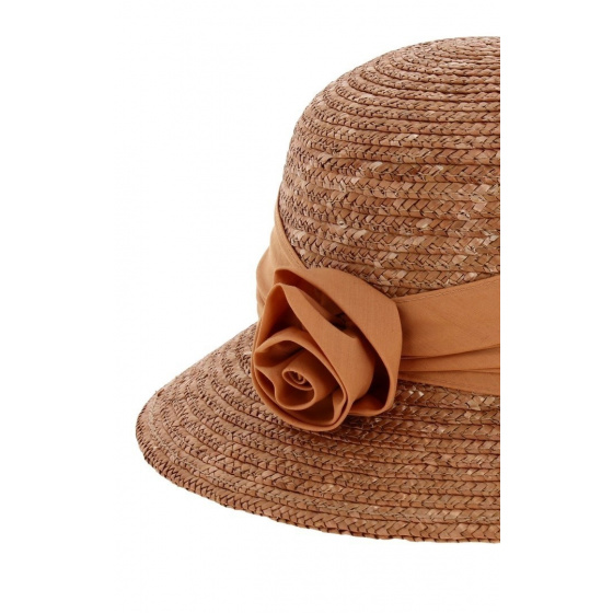 Copper straw cloche hat