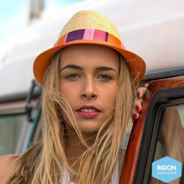 Two-tone Jelly Bean Natural Fiber Trilby Hat - Rigon Headwear