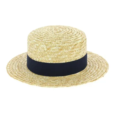 Children's Natural Straw Boater Hat Navy-Blue - Traclet Reference: 6588 | Traclet Hat Shop