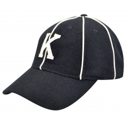 Vintage 8 Panel Navy Blue Wool Cap - Kangol