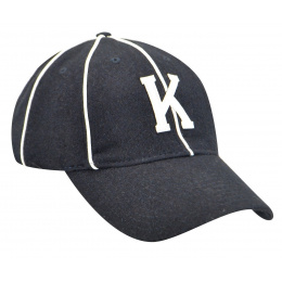 Vintage 8 Panel Navy Blue Wool Cap - Kangol