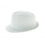 Kids' white cotton trilby hat