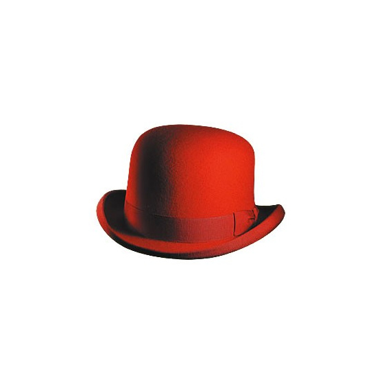 Chapeau melon rouge 10 cm