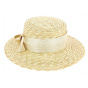 Women's Boater Hat Sidonie Natural Ribbon - Traclet