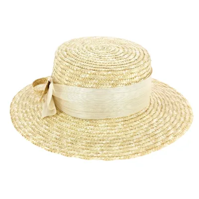 Women's Boater Hat Sidonie Natural Ribbon - Traclet Reference: 2561 | Traclet Hat Shop