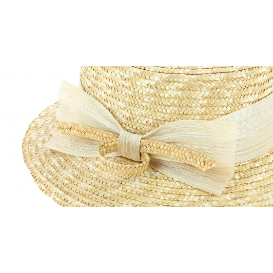 Women's Boater Hat Sidonie Natural Ribbon - Traclet