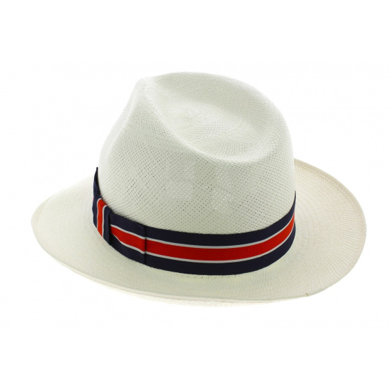 Natural Panama Regimental Fedora Hat - Christy Natural Panama Regimental Fedora Hat - Christy