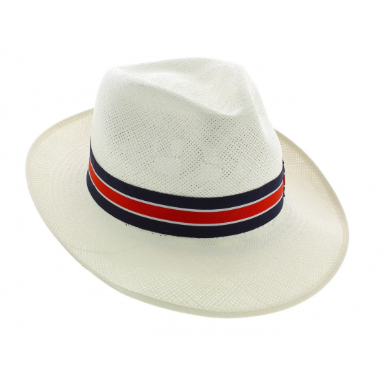 Natural Panama Regimental Fedora Hat - Christy Natural Panama Regimental Fedora Hat - Christy