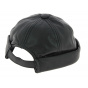 Black Leather Biker Beanie - Bullet Style Seven Jocker